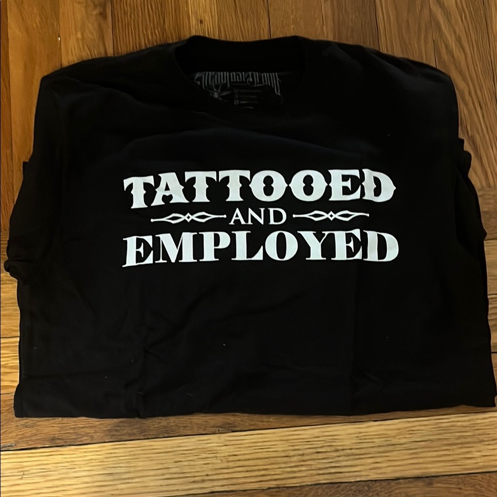 Black 'Tattooed and Employed' T-Shirt